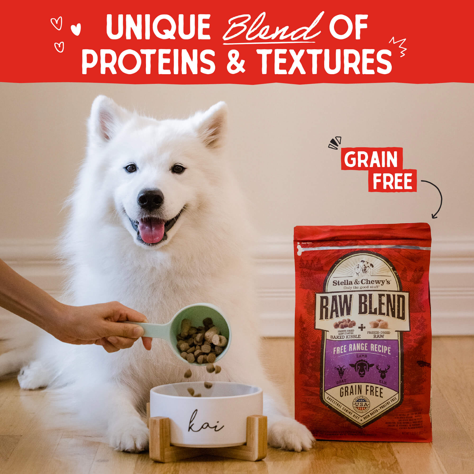 Grain Free Dry Dog Food Free Range Lamb Goat Elk Recipe Raw Coated Raw Blend Kibble Protein Rich Low Carb Dog Food