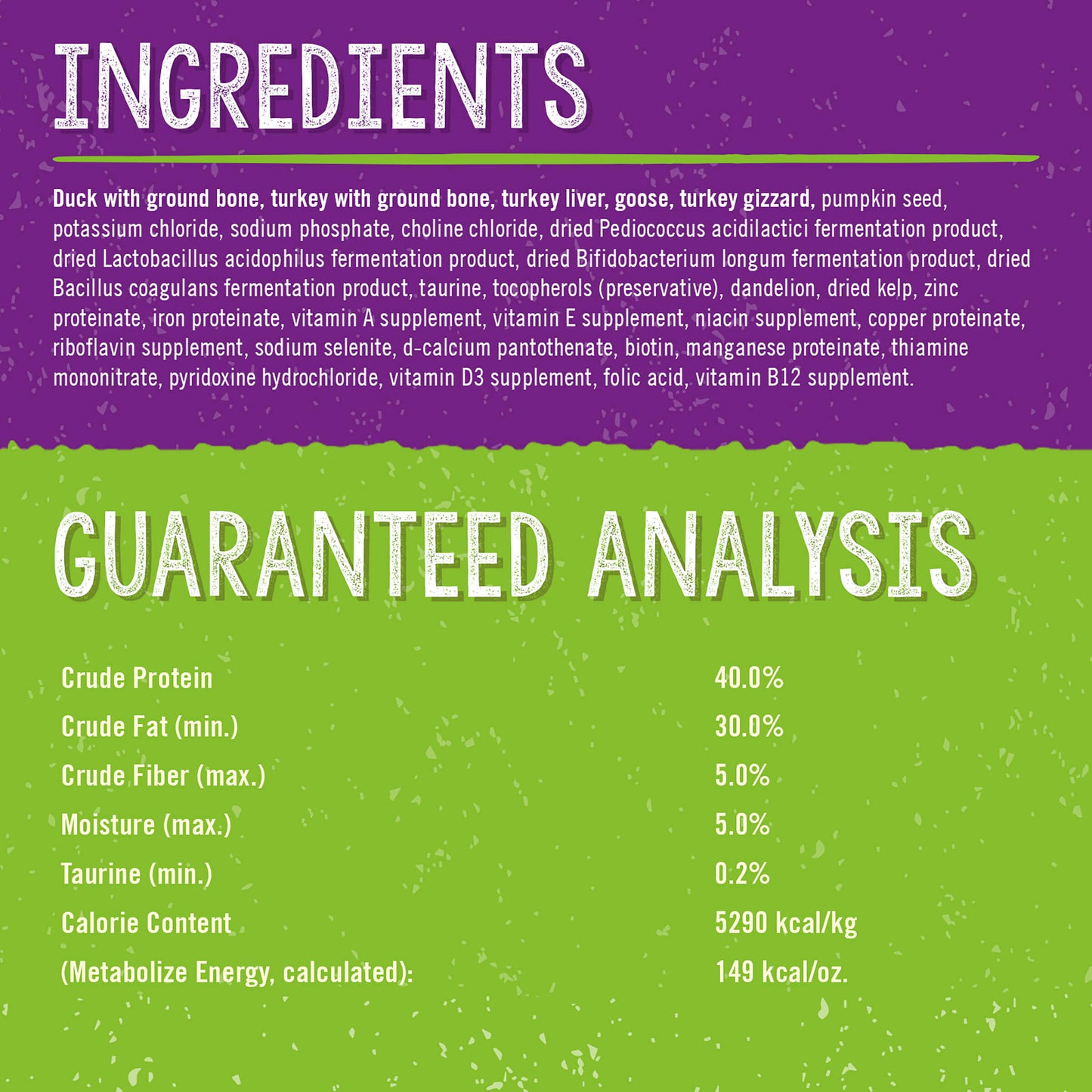 INGREDIENTS | GUARANTEED ANALYSIS