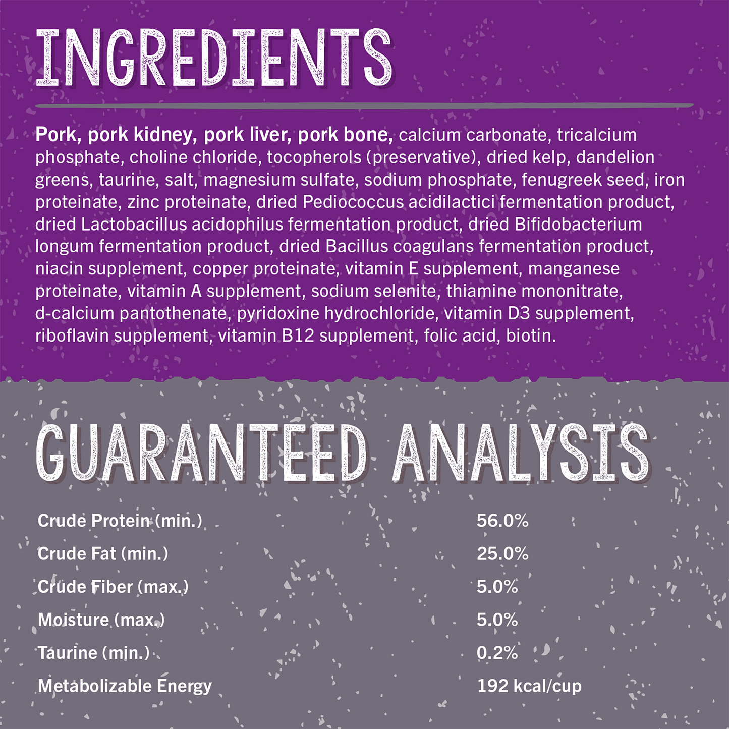 INGREDIENTS | GUARANTEED ANALYSIS