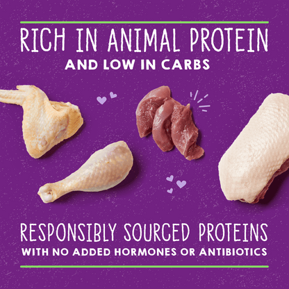 RICH IN ANIMAL PROTEIN AND LOW IN CARBS | RESPONSIBLY SOURCED PROTEINS WITH NO ADDED HORMONES OR ANTIBIOTICS