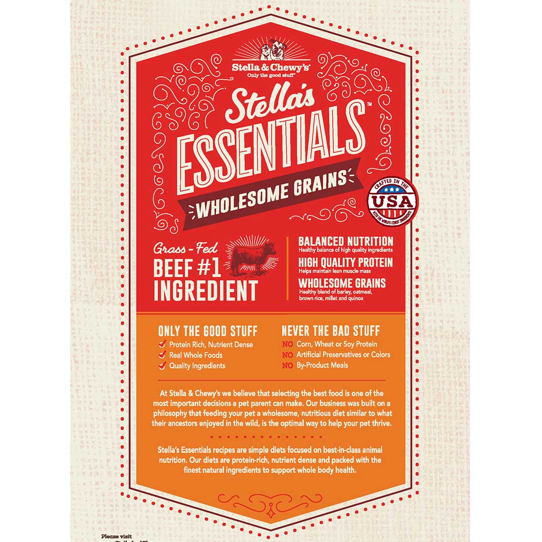 Stella's Essentials Wholesome Grains Beef and Ancient Grains Recipe back