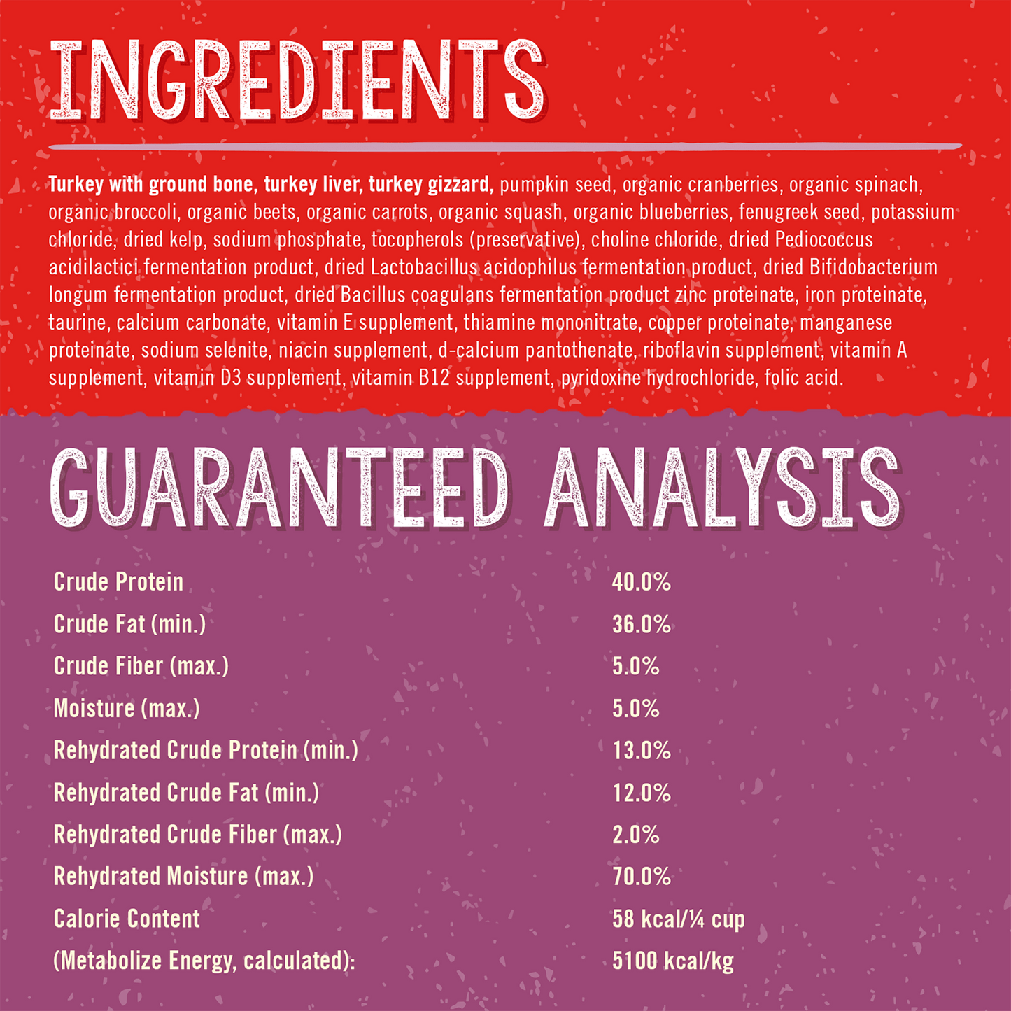 INGREDIENTS | GUARANTEED ANALYSIS