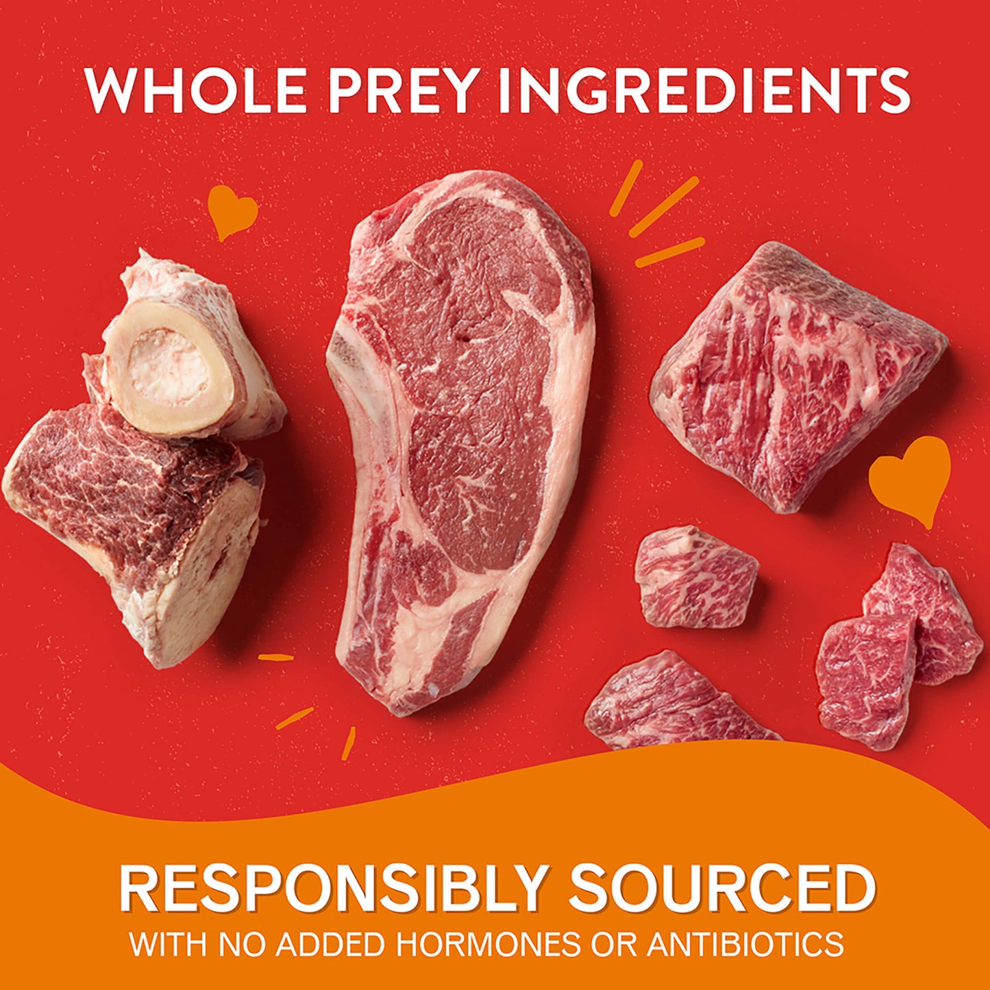 WHOLE PREY INGREDIENTS | RESPONSIBLY SOURCED | WITH NO ADDED HORMONES OR ANTIBIOTICS