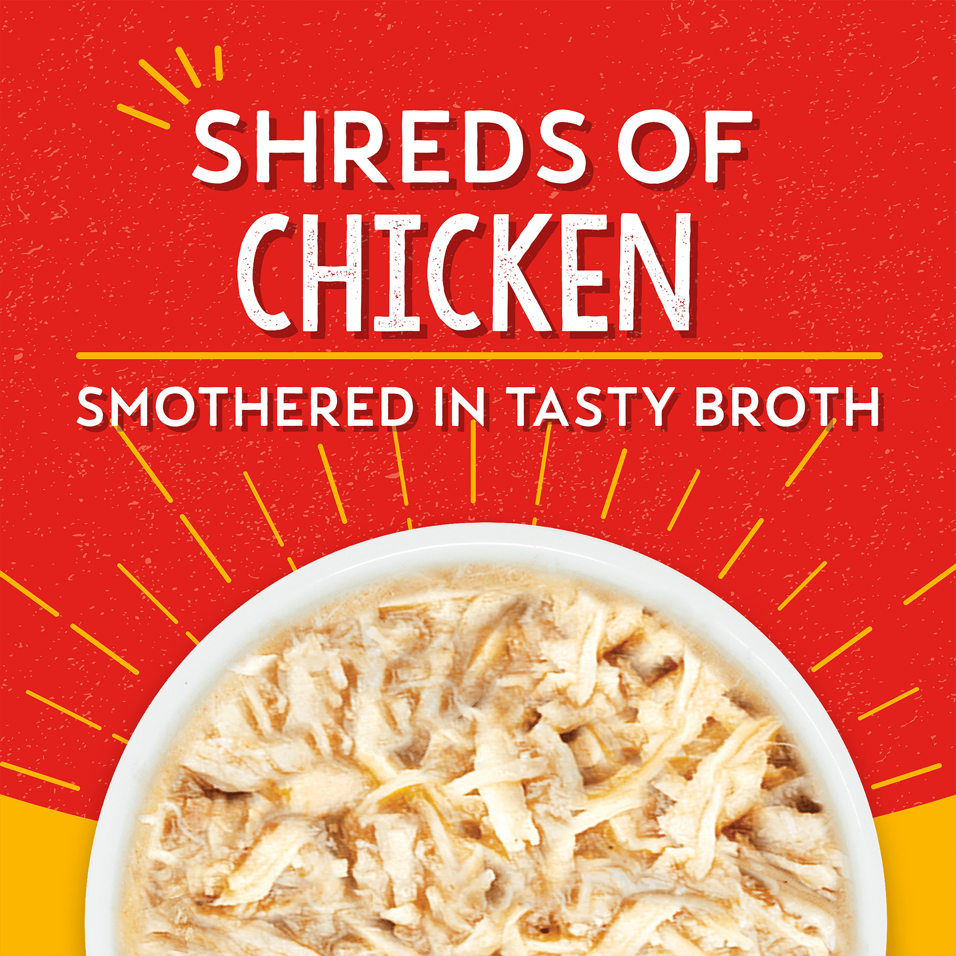 SHREDS OF CHICKEN | SMOTHERED IN TASTY BROTH