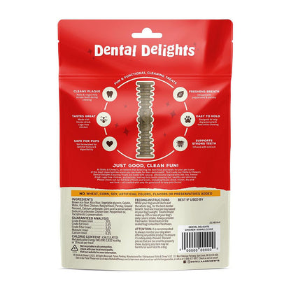 Back of Dental Delights Treats Package Size Extra small