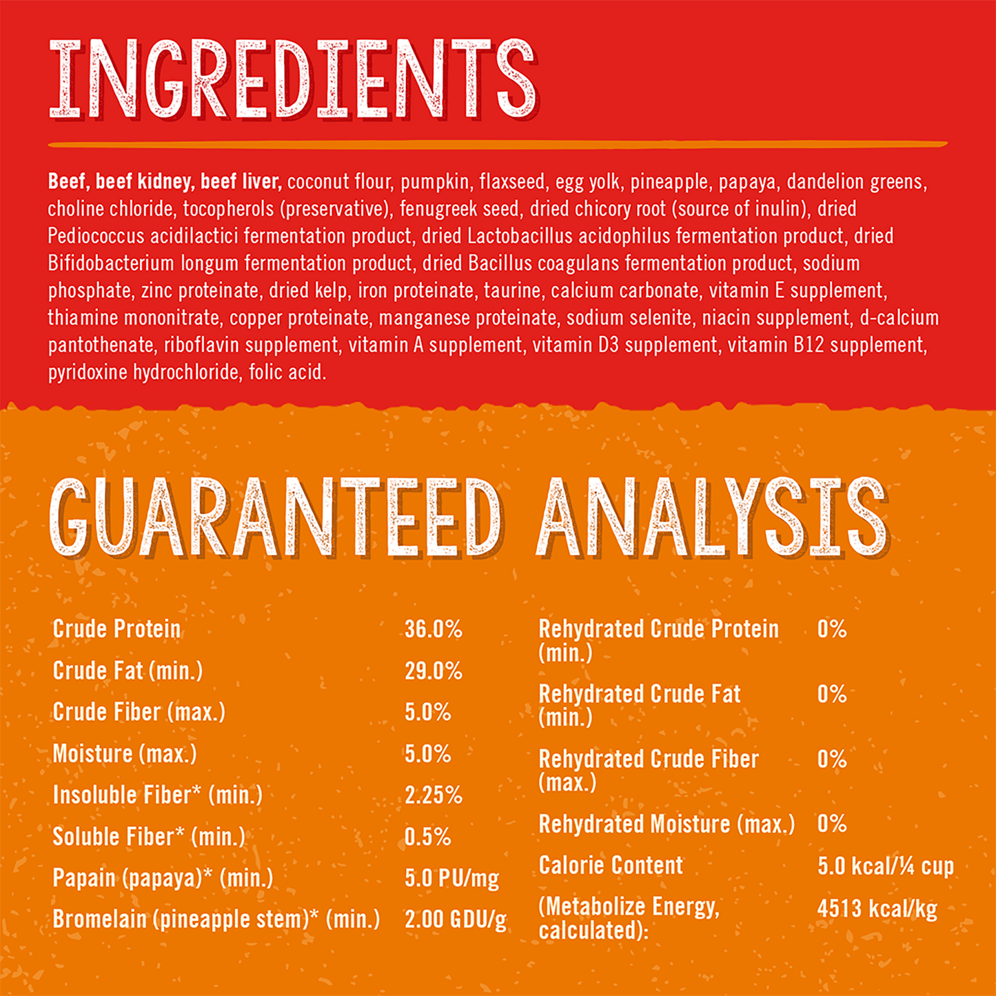 INGREDIENTS | GUARANTEED ANALYSIS