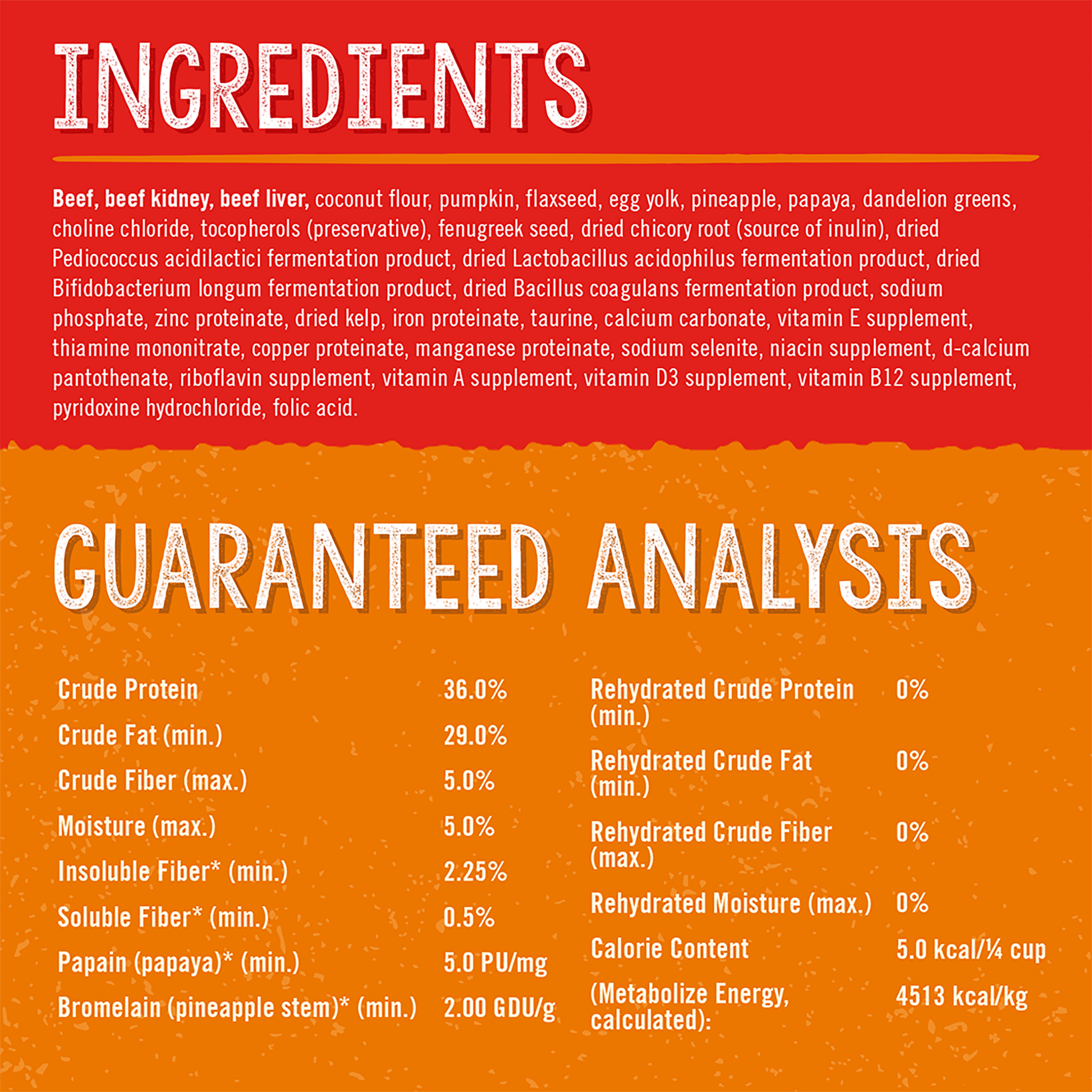 INGREDIENTS | GUARANTEED ANALYSIS