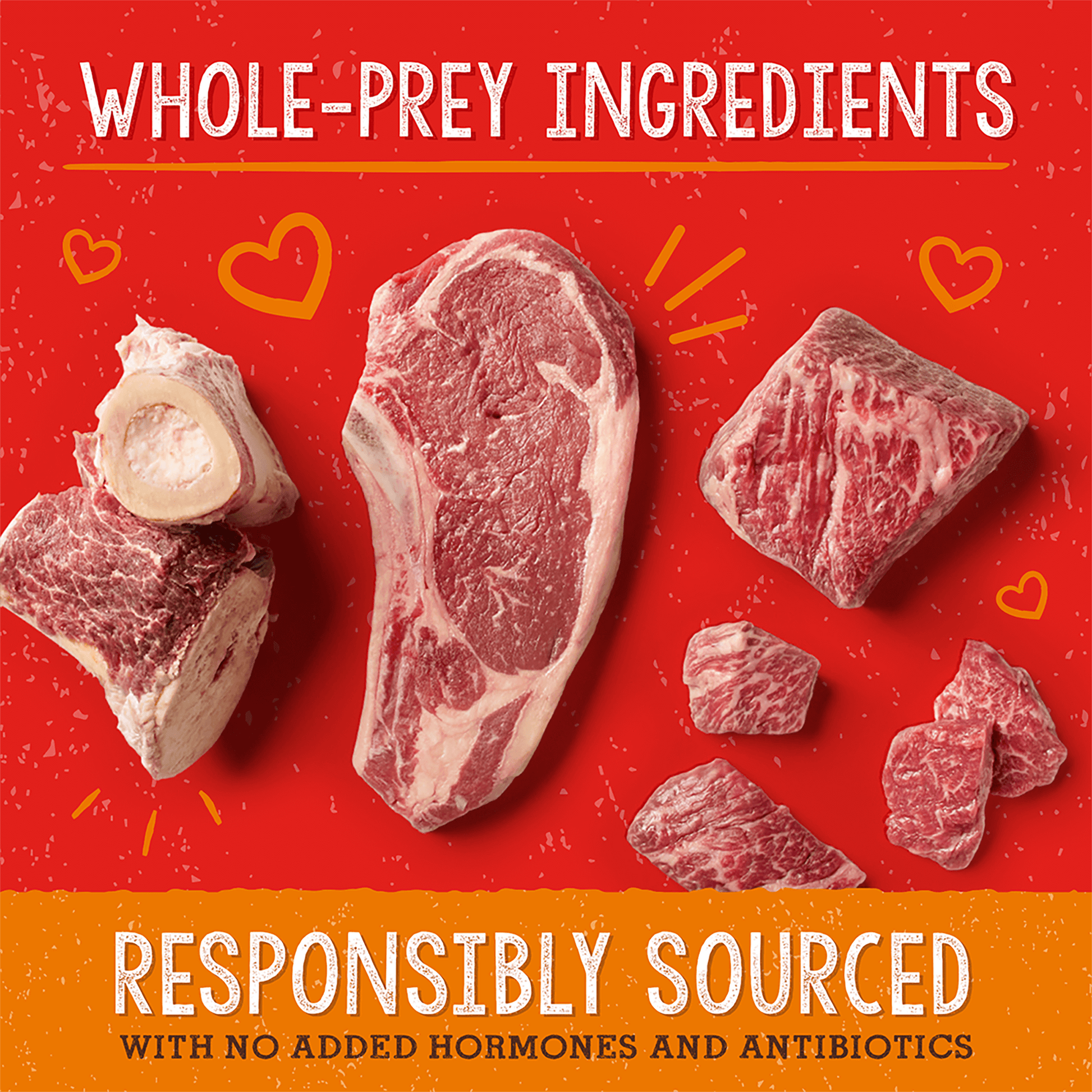 WHOLE PREY INGREDIENTS | RESPONSIBLY SOURCED | WITH NO ADDED HORMONES OR ANTIBIOTICS