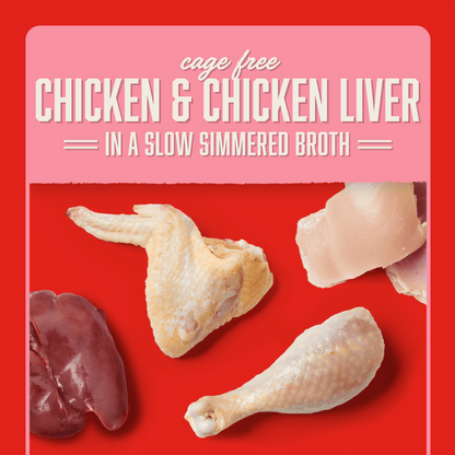 CAGE FREE | CHICKEN & CHICKEN LIVER | IN A SLOW SIMMERED BROTH