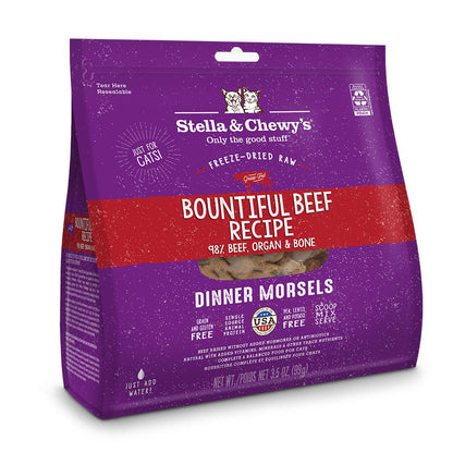 Freeze-Dried Raw Cat Dinner Morsels Bountiful Beef Recipe Packaging Front