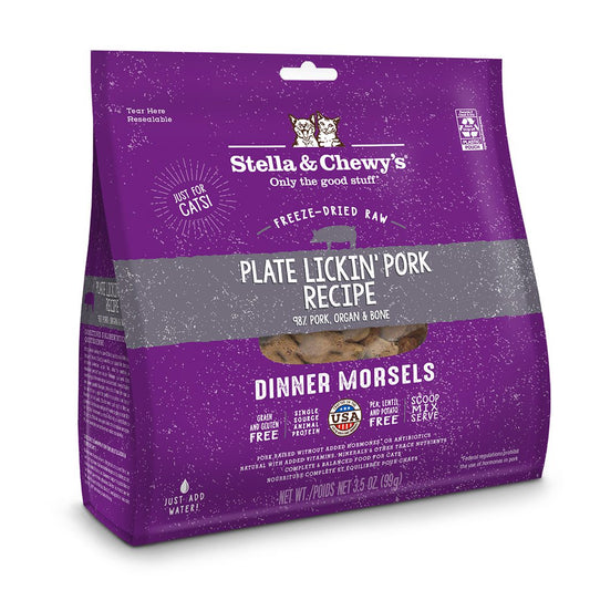 Plate Lick'n Pork Recipe | Freeze-Dried Raw Dinner Morsels for Cats Package Front