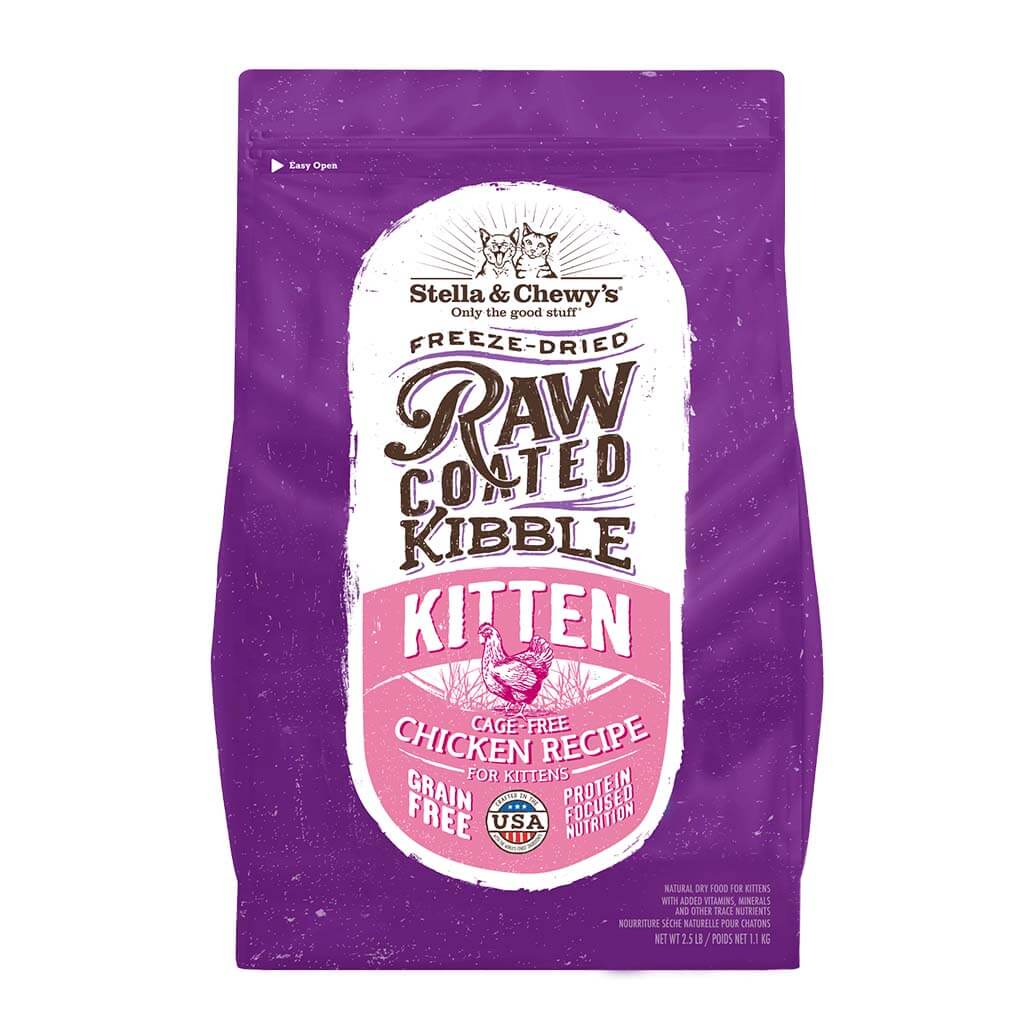 Front of Raw Coated Chicken Recipe Kibble for kittens