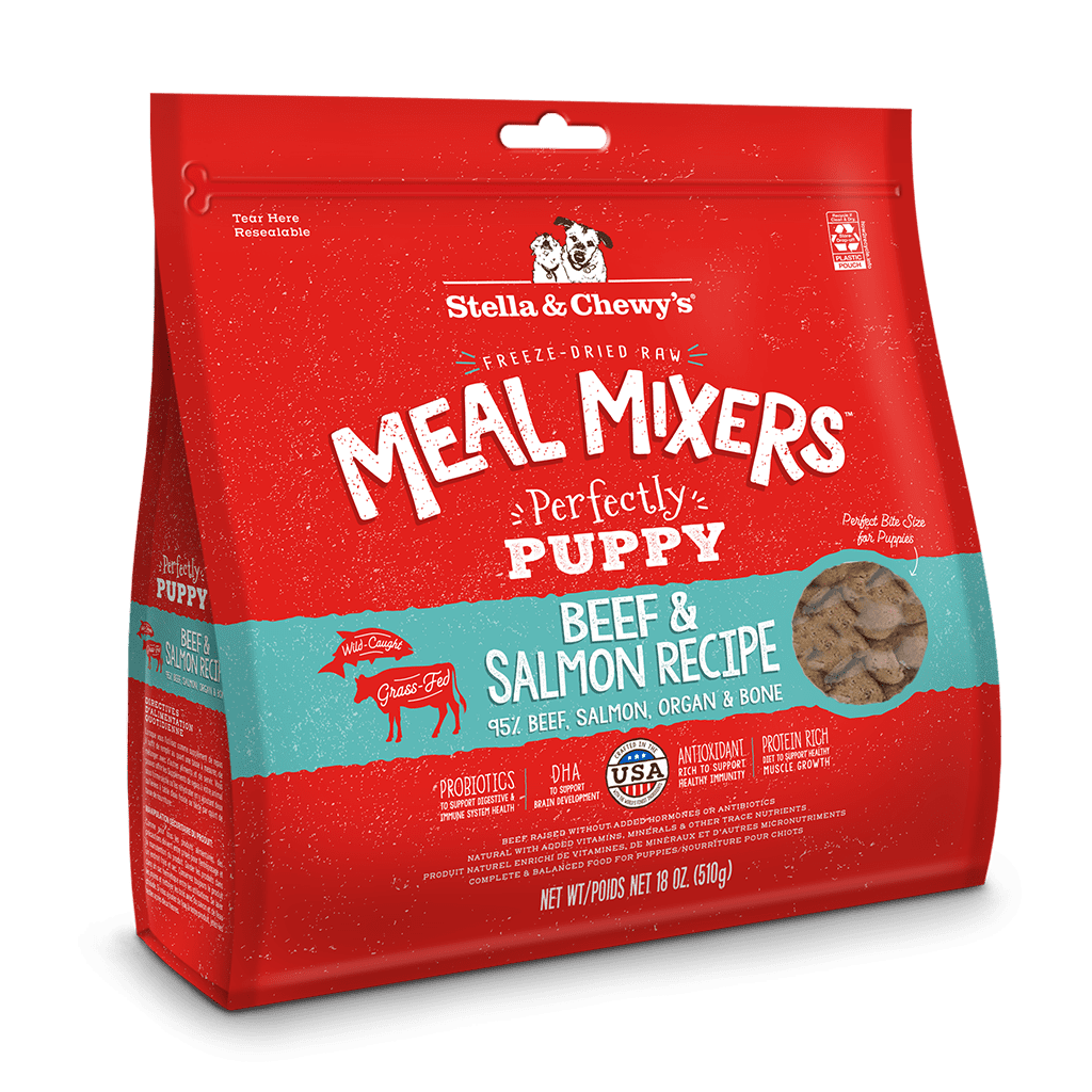 Freeze-Dried Raw Meal Mixers Perfectly Puppy Beef & Salmon Recipe Packaging Front