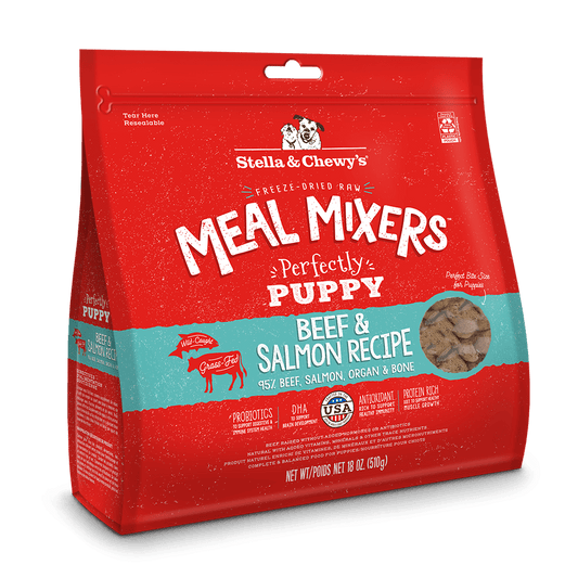 Freeze-Dried Raw Meal Mixers Perfectly Puppy Beef & Salmon Recipe Packaging Front