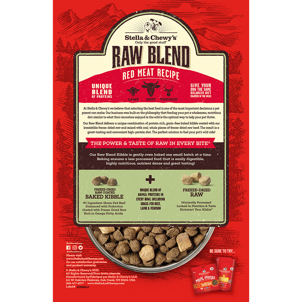 Stella & Chewy's Raw Blend Red Meat Recipe Packaging Back