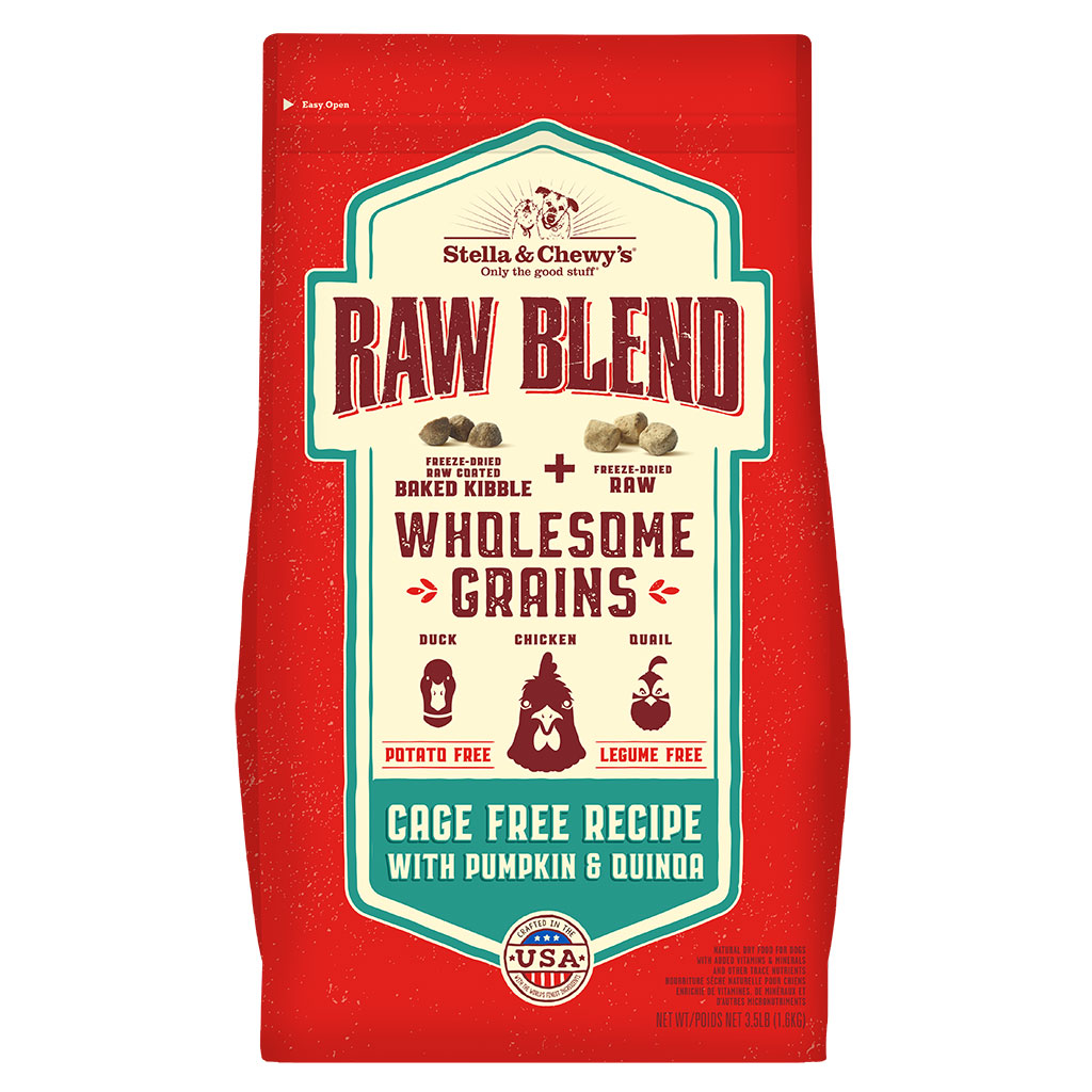 Stella & Chewy's Raw Blend Wholesome Grains Cage-Free Recipe with Pumpkin & Quinoa Packaging Front