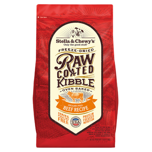 Stella & Chewy's Raw Coated Kibble Grass-Fed Beef Recipe Packaging Front