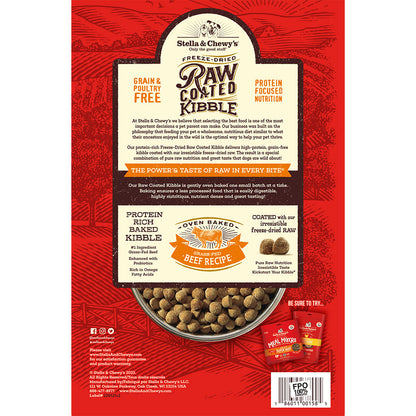 Stella & Chewy's Raw Coated Kibble Grass-Fed Beef Recipe Packaging Back