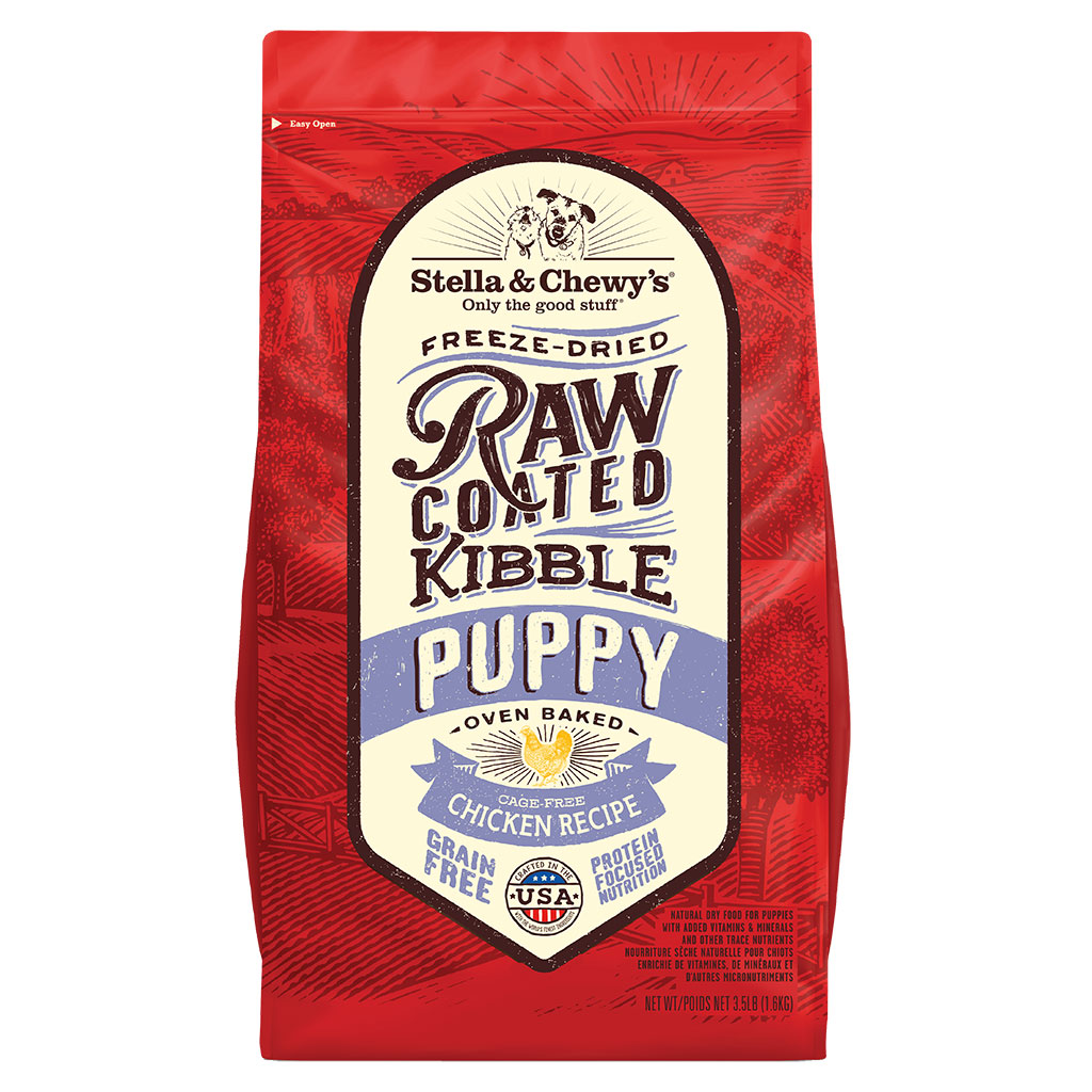 Stella & Chewy's Raw Coated Kibble Puppy Recipe with Cage-Free Chicken Packaging Front