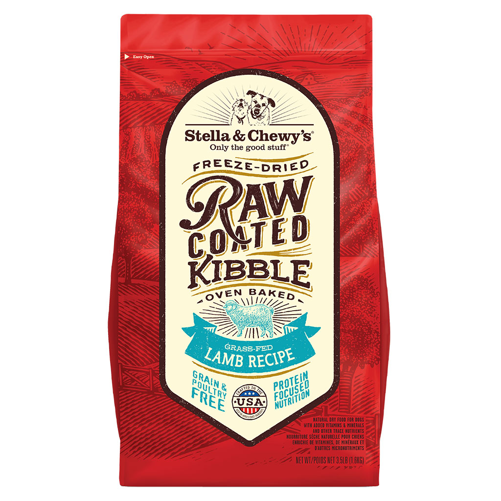 Stella & Chewy's Raw Coated Kibble Grass-Fed Lamb Recipe Packaging Front