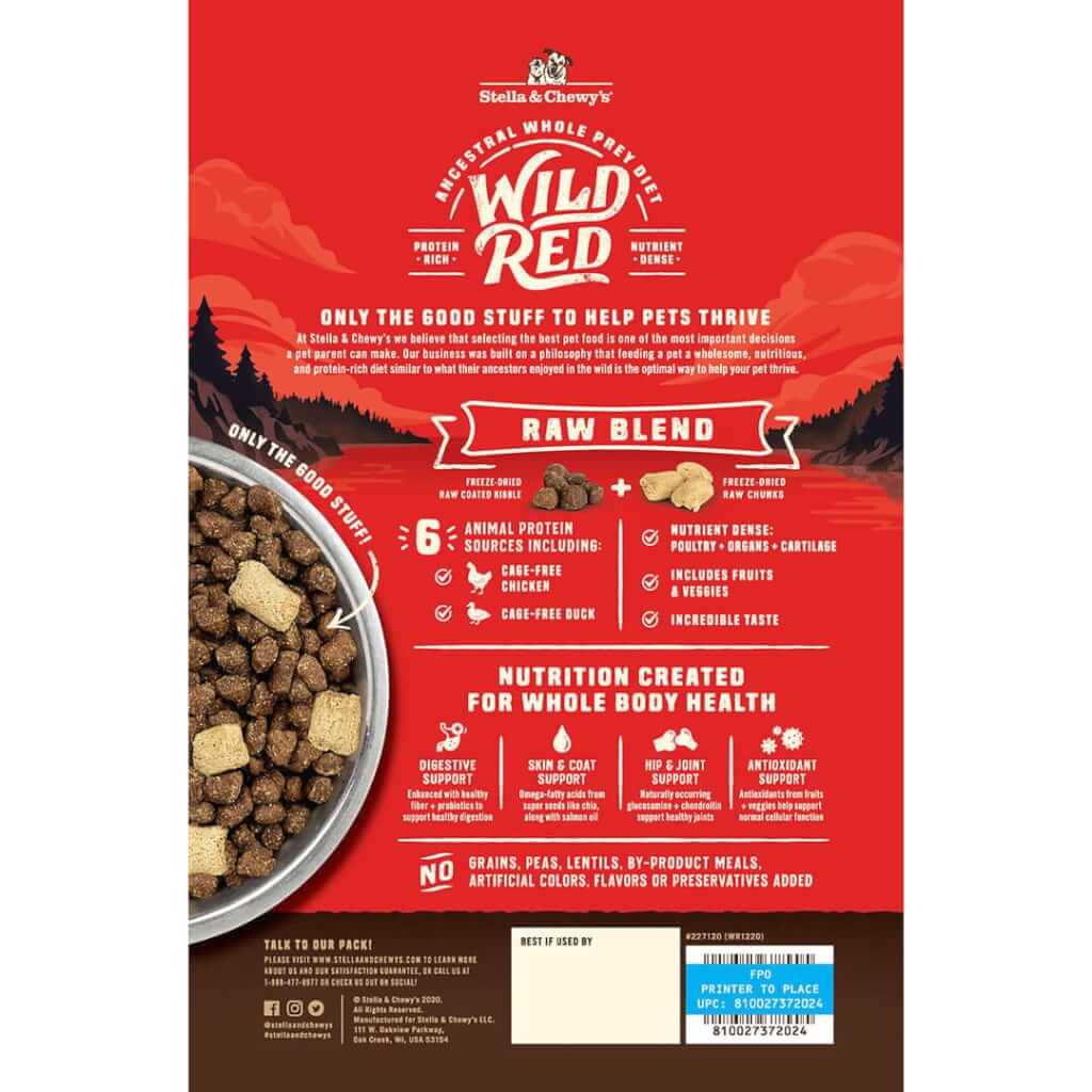 Wild Red Raw Blend Grain and Legume Prairie Recipe back