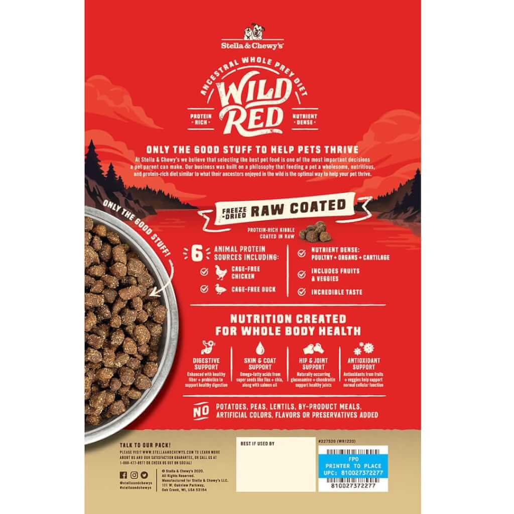 Wild Red Raw Coated Wholesome Grains Prairie Recipe back