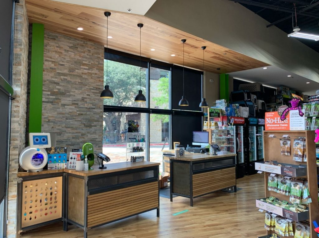 Healthy Pet interior, including checkout counters.